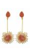 SwaDev Gold Tone Peach Studded Pearl Dangler Earrings SDJJE0010